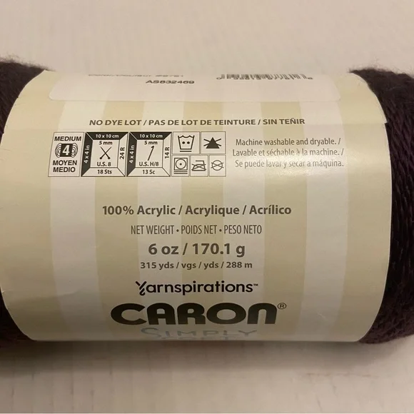 Caron Simply Soft 100% Yarnspirations Plum Perfect Yarn. - Picture 2 of 5